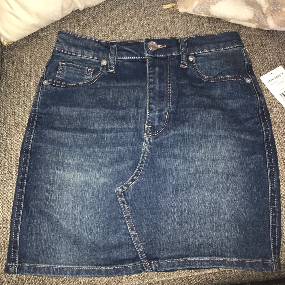 NWT free people jean skirt